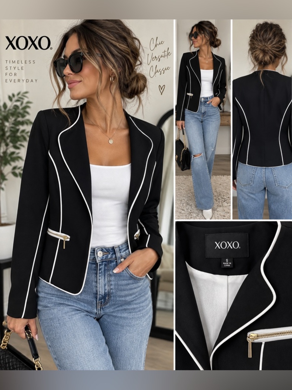 🖤 XOXO Black & White Blazer – NWT – Size Small